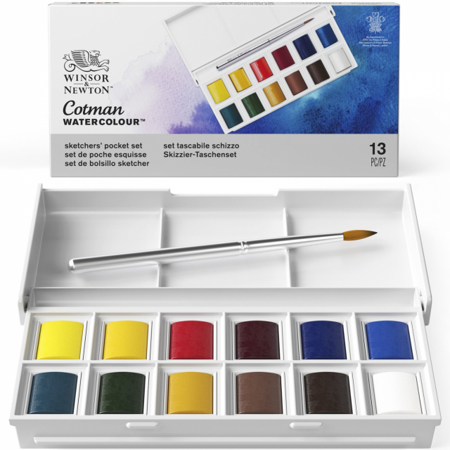 Cotman Akvarelmaling Sketchers Pocket Box 12 ½ - koppar