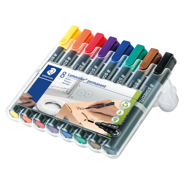Lumocolor permanent 2 mm sæt 8 stk