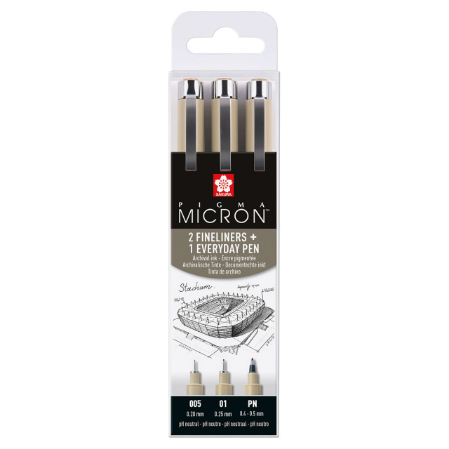 Pigma Micron Fineliner sæt 3 stk Thin
