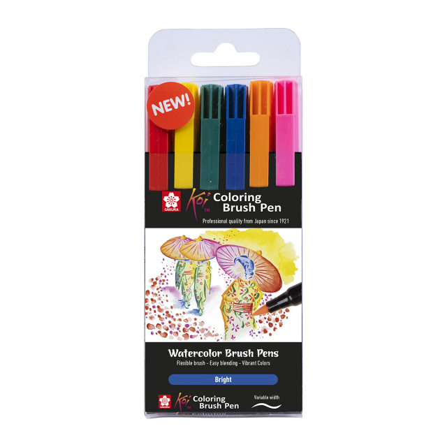Koi Penselpenne 6-set Bright