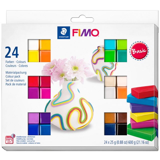 FIMO Soft Modelleringsler 24 x 25 g Basic colours