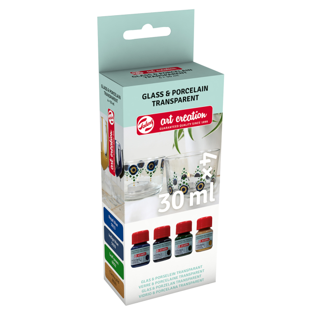 Glas & Porcelænsfarve Transparent Sæt 4 x 30 ml Blå