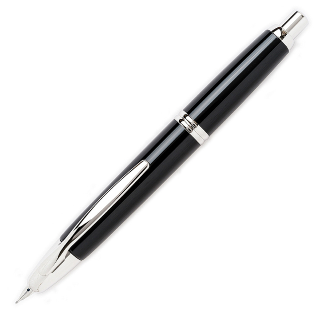 Capless Fyldepen Black/Rhodium Broad