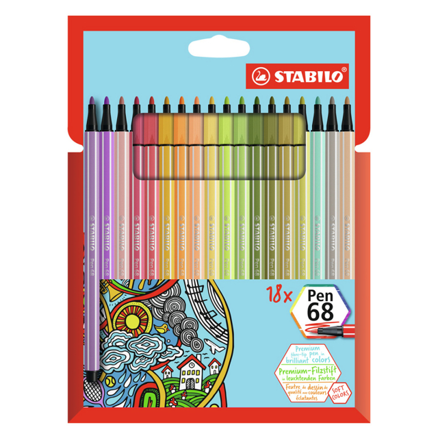 Pen 68 Fiberspids 18-pak Trend