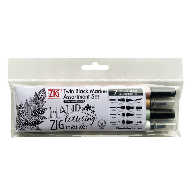 Twin Tip Marker Sort Sæt 4 stk