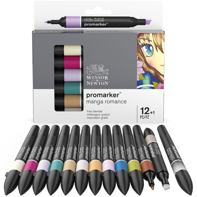 Promarker 12-sæt + Blender (Manga Romance)