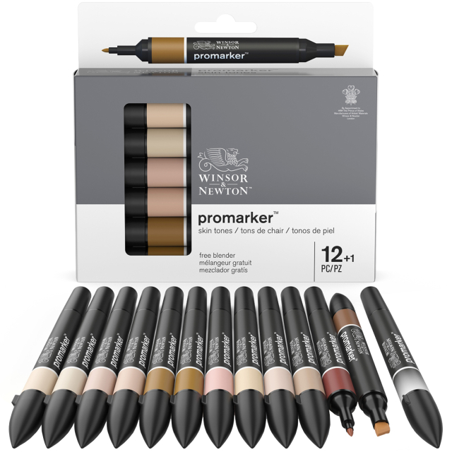 Promarker 12-sæt + Blender (Skin Tones)