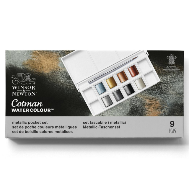 Cotman Akvarellmaling Metallic Set 8 ½ - Half Pans