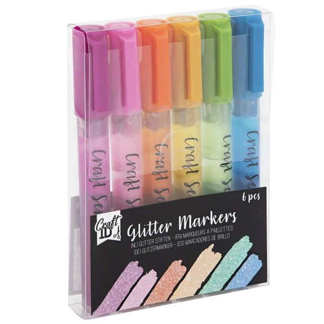 Glitter-markers 6-sæt