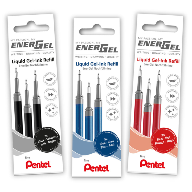 Refill Energel 3-pak 0.5 Black i gruppen Penne / Pentilbehør / Patroner og refills hos Pen Store (129519)
