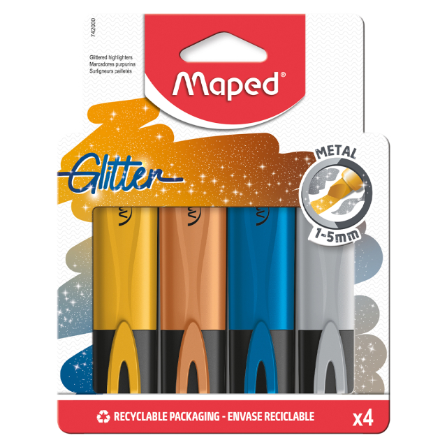 Highlighter Glitter Metallic 4-pak