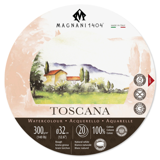 Akvarelblok Rund Toscana 100% Bomuld 300g 32cm 20 Sheets