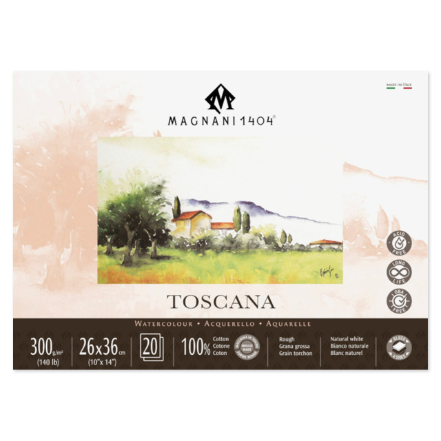Akvarelblok Toscana 100% Bomuld 300g 26x36cm 20 Sheets