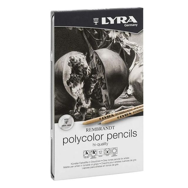 Rembrandt Polycolor Gråtoner Sæt 12 stk
