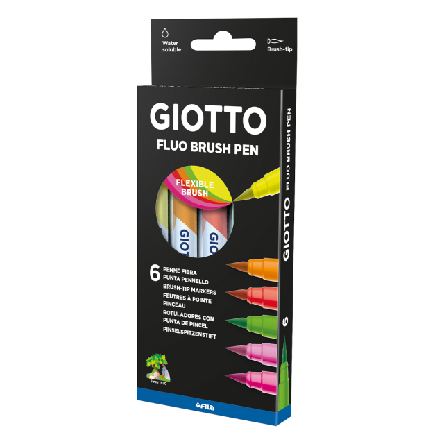 Turbo Soft Penselpenne Fluo 6-sæt
