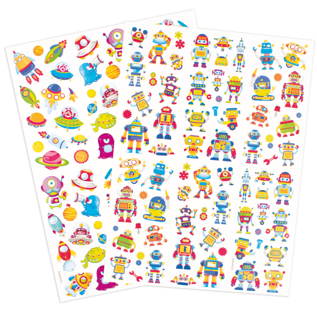 Stickers robotter og rummet 2 ark