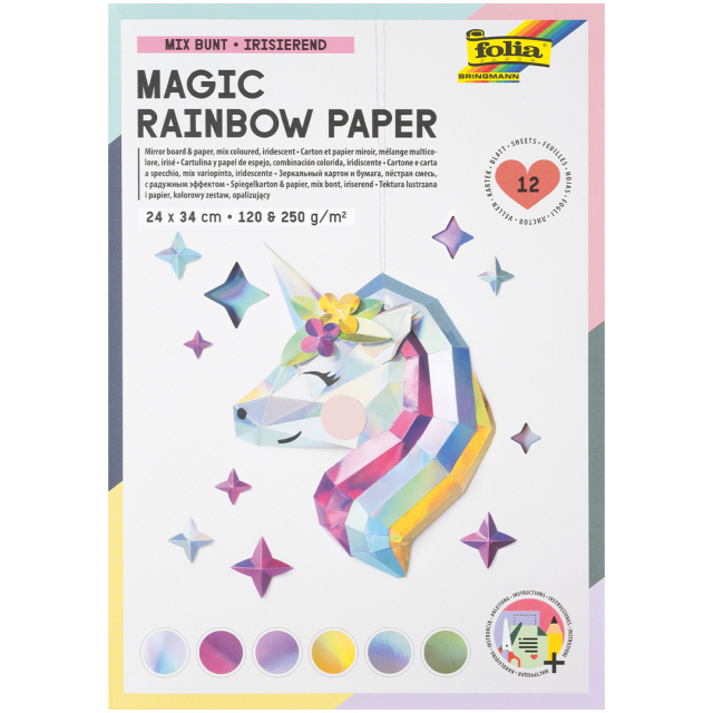 Farveskiftende papir/karton Magic Rainbow 12 Ark