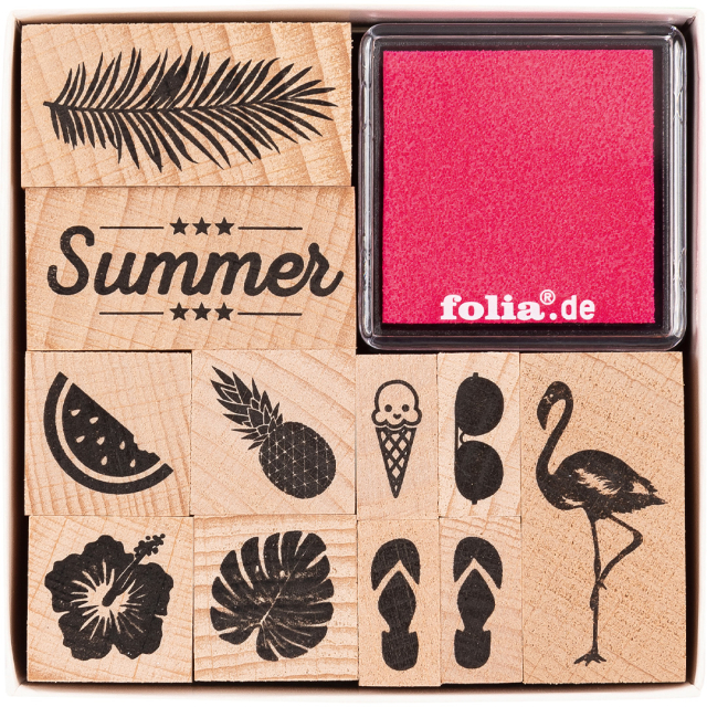 Stempelsæt + stempelpude Sommer 11-pack
