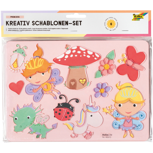 Børnestencils Prinsesser 6-pack