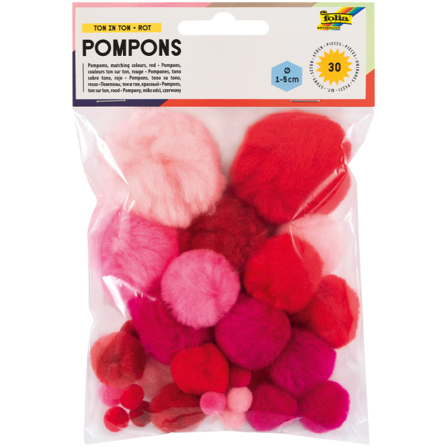 Pompoms Rød 30-pack