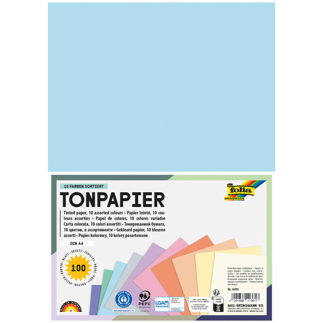 Farvet papir Pastel A4 100 Ark