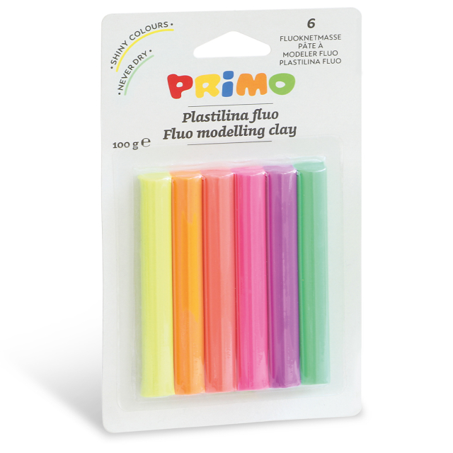 Plastilina Fluo Modellervoks 6-pack 18 g