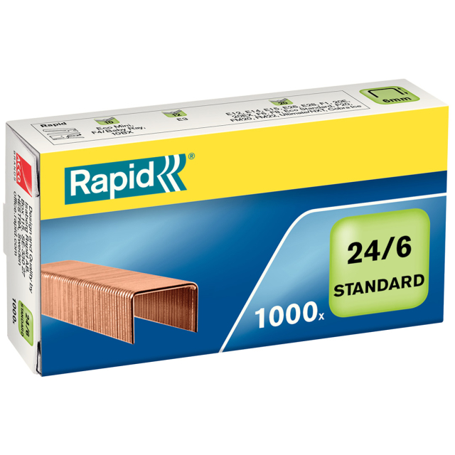 Hæfteklammer Standard 24/6 kobber 1000 stk