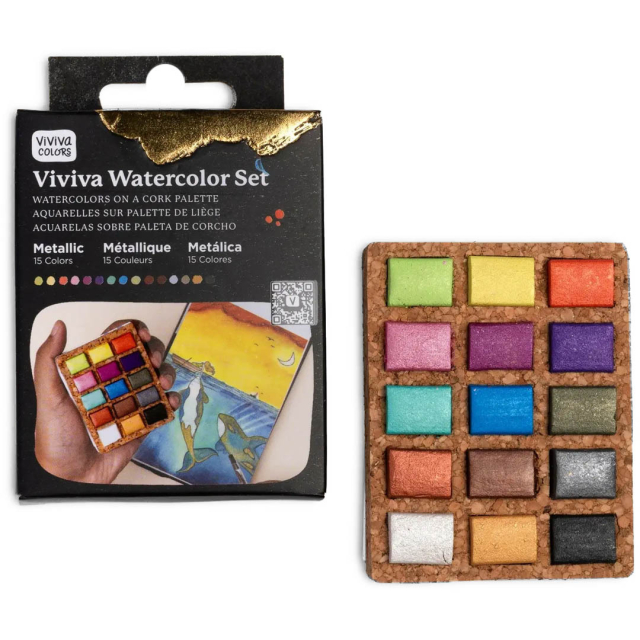 Akvarelmaling Metallic 15 farver