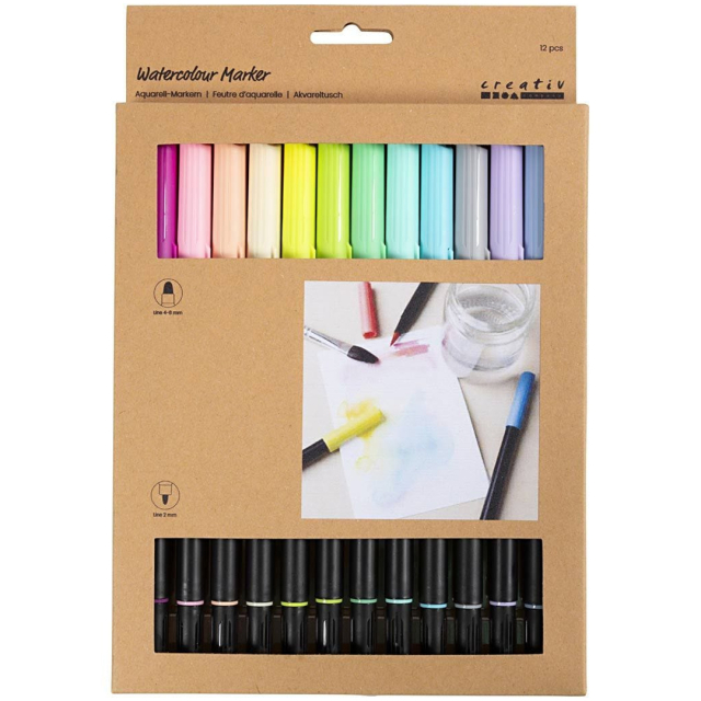 Akvarel-penne Two-Tip Brush 12-sæt