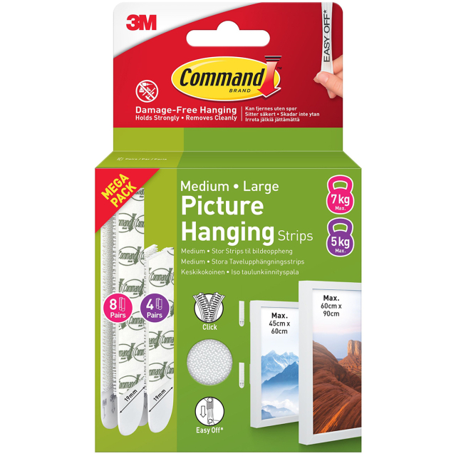 Command Billedeophængning Strips Value Pack Medium/Large