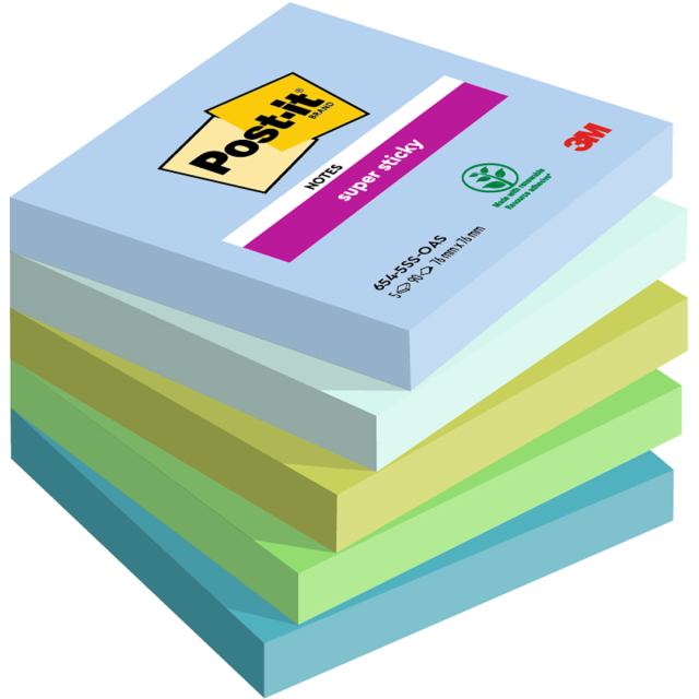 Post-it Super Sticky 76x127 Farvemix Oasis 5-pak