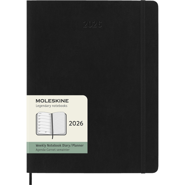 Kalender 12M Weekly Notebook 2026 Softcover XL Black