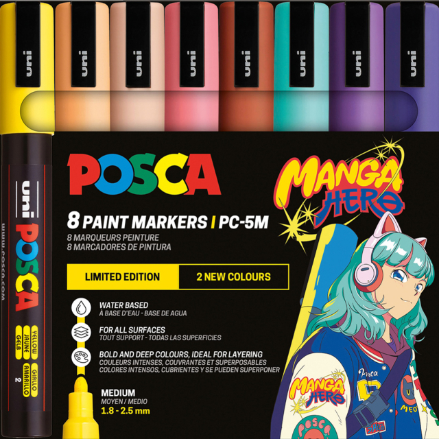 Posca PC-5M Manga Hero 8-sæt