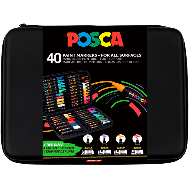 Posca Marker 40-sæt Rubbercase