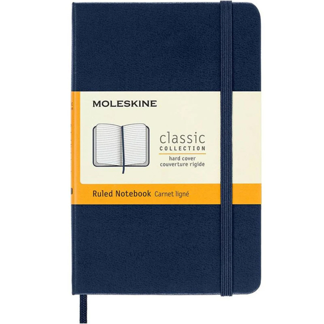 Classic Hard Cover Notebook Pocket Blue Linjeret