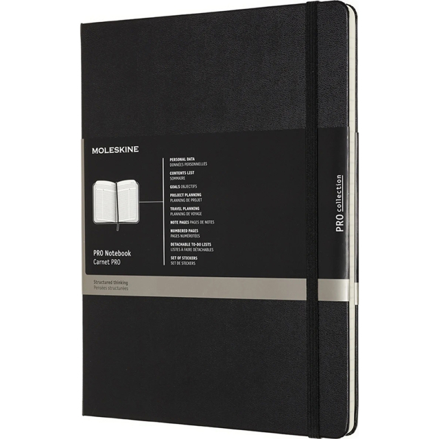 Pro Hard Cover Notebook XL Black Linjeret