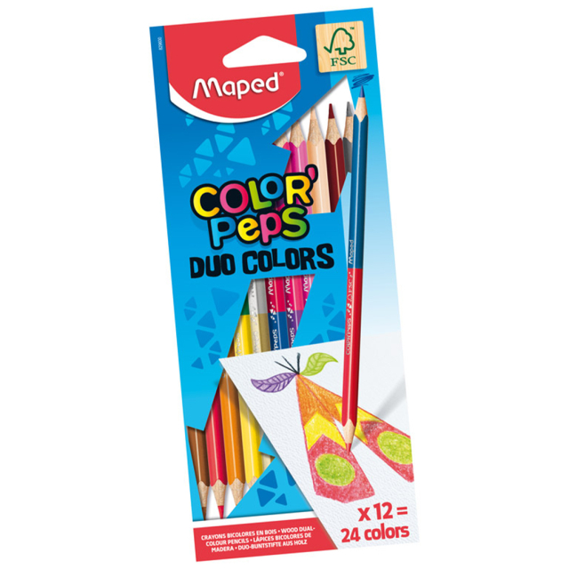Farveblyanter Color’Peps Duo Colors 12-sæt