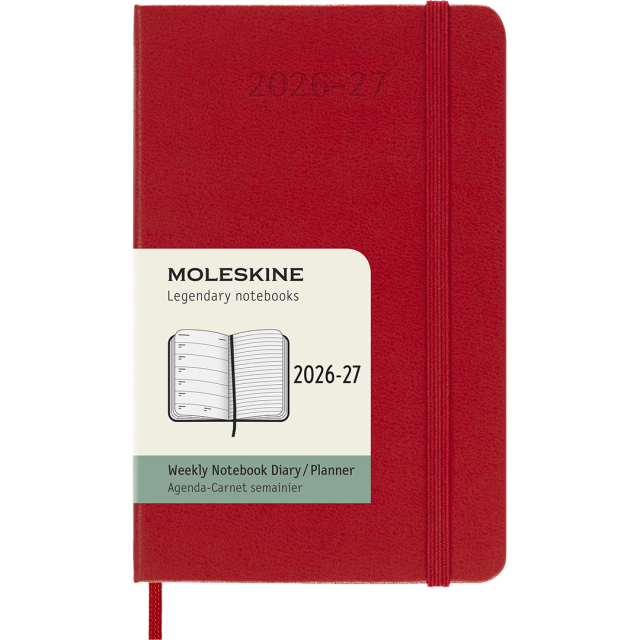 Kalender 18M WeekNote Hard Cover Pocket Red