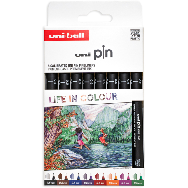 Pin Fine Line Colours 8-sæt