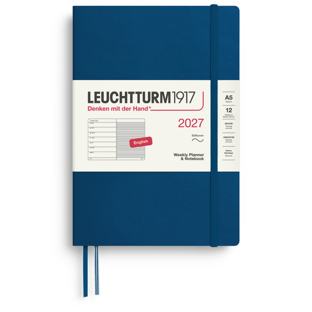 Kalender Weekly Planner & Notebook 2027 A5 Soft Cover Indigo