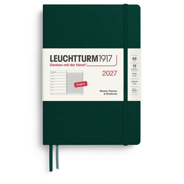 Kalender Weekly Planner & Notebook 2027 A5 Forest Green
