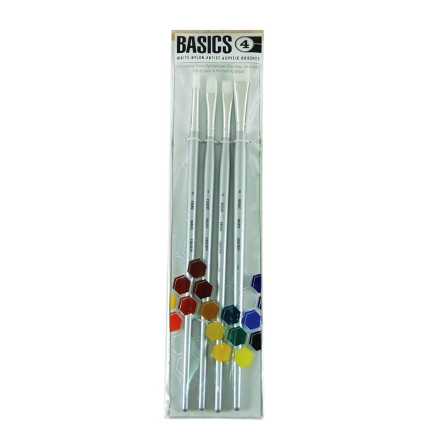 Syntetpensler Akryl Long Handle 4-pak