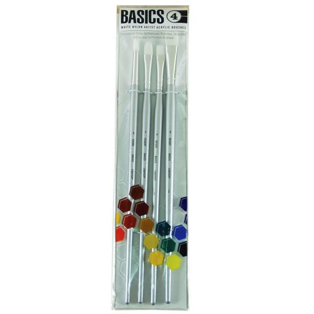 Syntetpensler Akryl Long Handle 4-pak