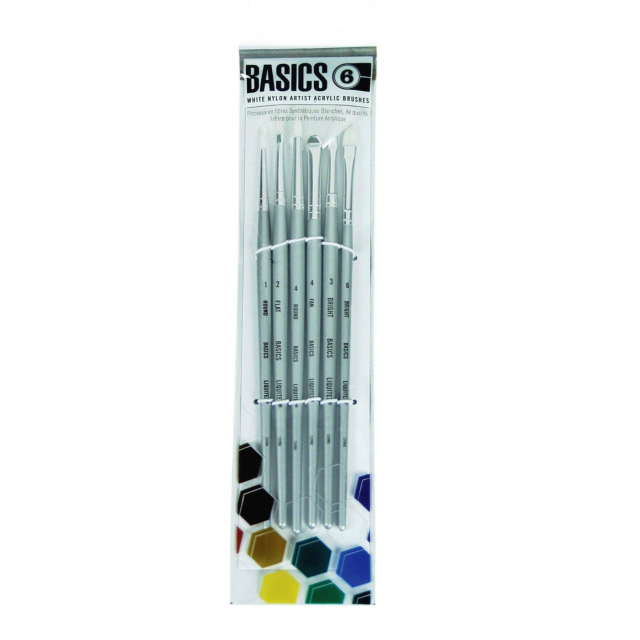 Syntetpensler Akryl Short Handle 6-pak