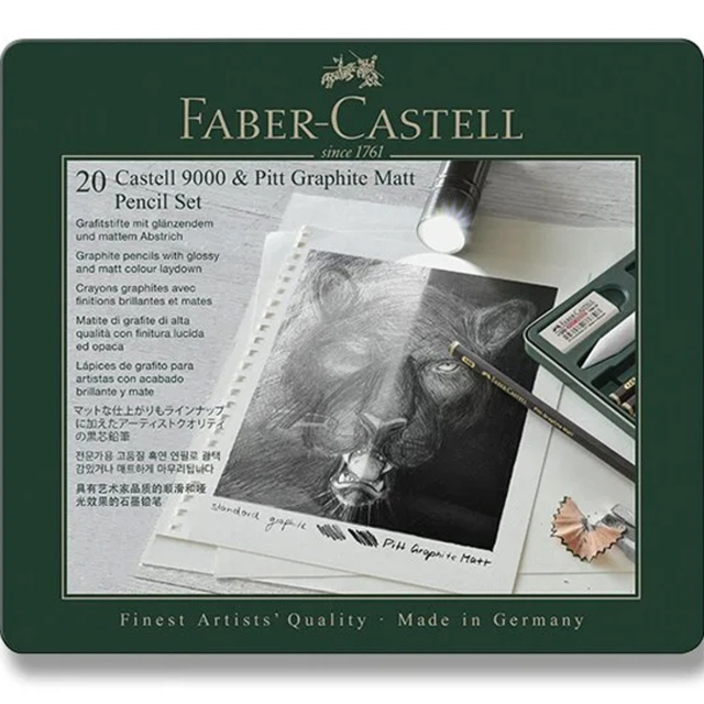 Blyertsset Pitt Graphite Matt + Castell 9000 20-set