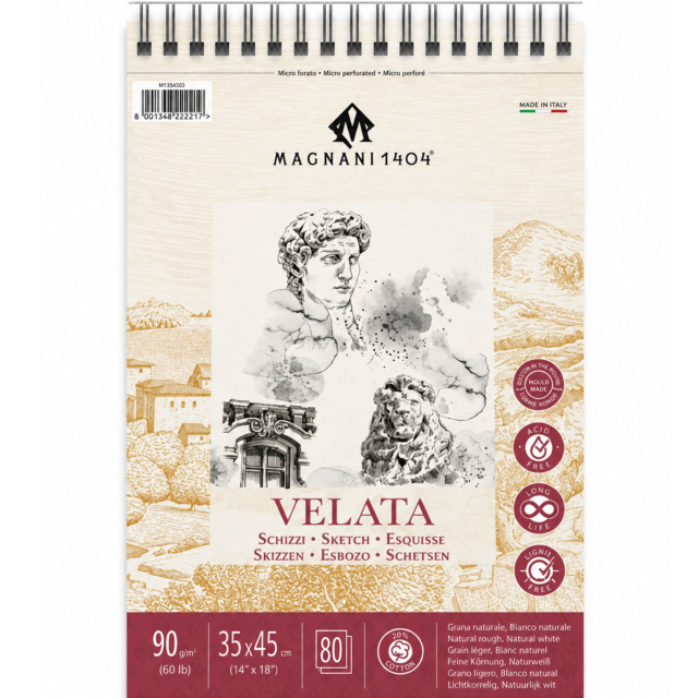 Skitseblok spiral Velata 90g 35x45 cm