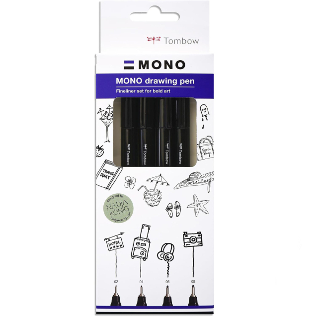 Fineliner MONO Drawing Fine 4-sæt