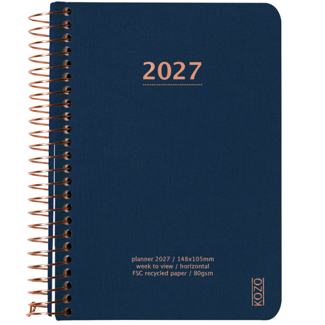 Kalender 2027 A6 Weekly Navy