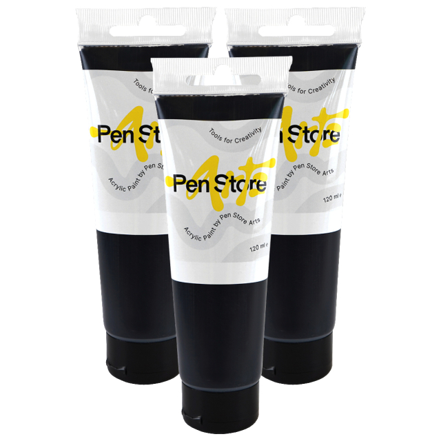 Akrylfarve 120 ml 3-pack Sort