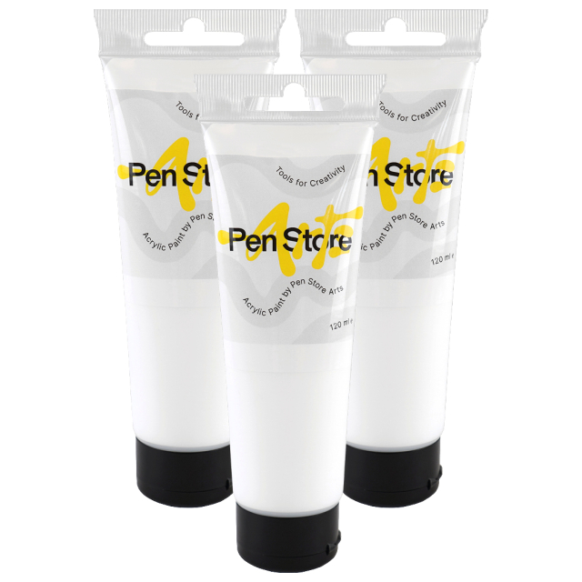Akrylmaling 120 ml 3-pak Titanium white